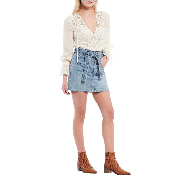 Free People East of Eden Denim Mini Skirt – Size 24 - Picture 1 of 8